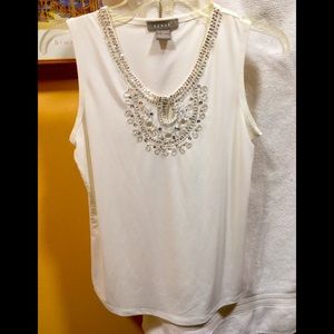 Kenar stretch shell knit top with bling sequins